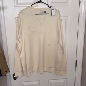 Ralph Lauren Men’s Cream Pullover Crew Neck Sweatshirt NWT Sz XL